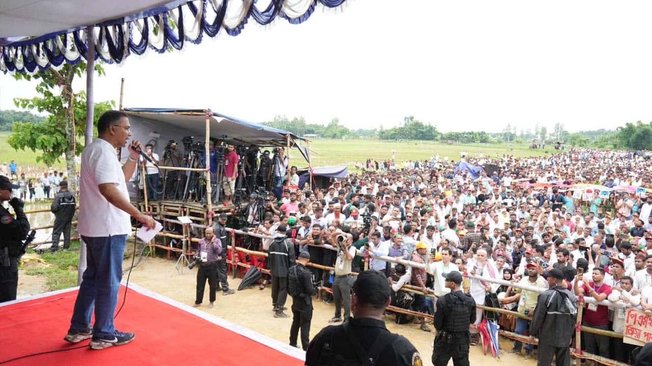পাতলী-মাছুয়াখালী খাল পুনর্খনন কাজের উদ্বোধন শেষে জনসভায় বক্তব্য দেন প্রধানমন্ত্রী
