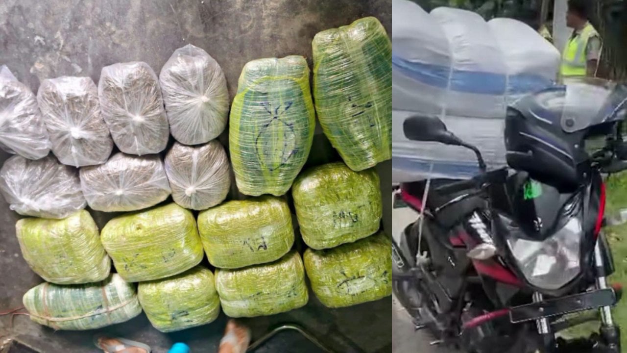 পুলিশ দেখে পালালো চালক, মোটরসাইকেলে মিললো ৪৫ কেজি গাঁজা