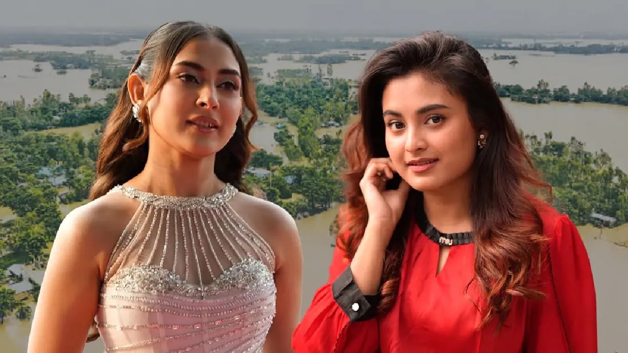 বন্যাদুর্গতদের পাশে দাঁড়ানোর আহ্বান মেহজাবীন-তটিনীদের