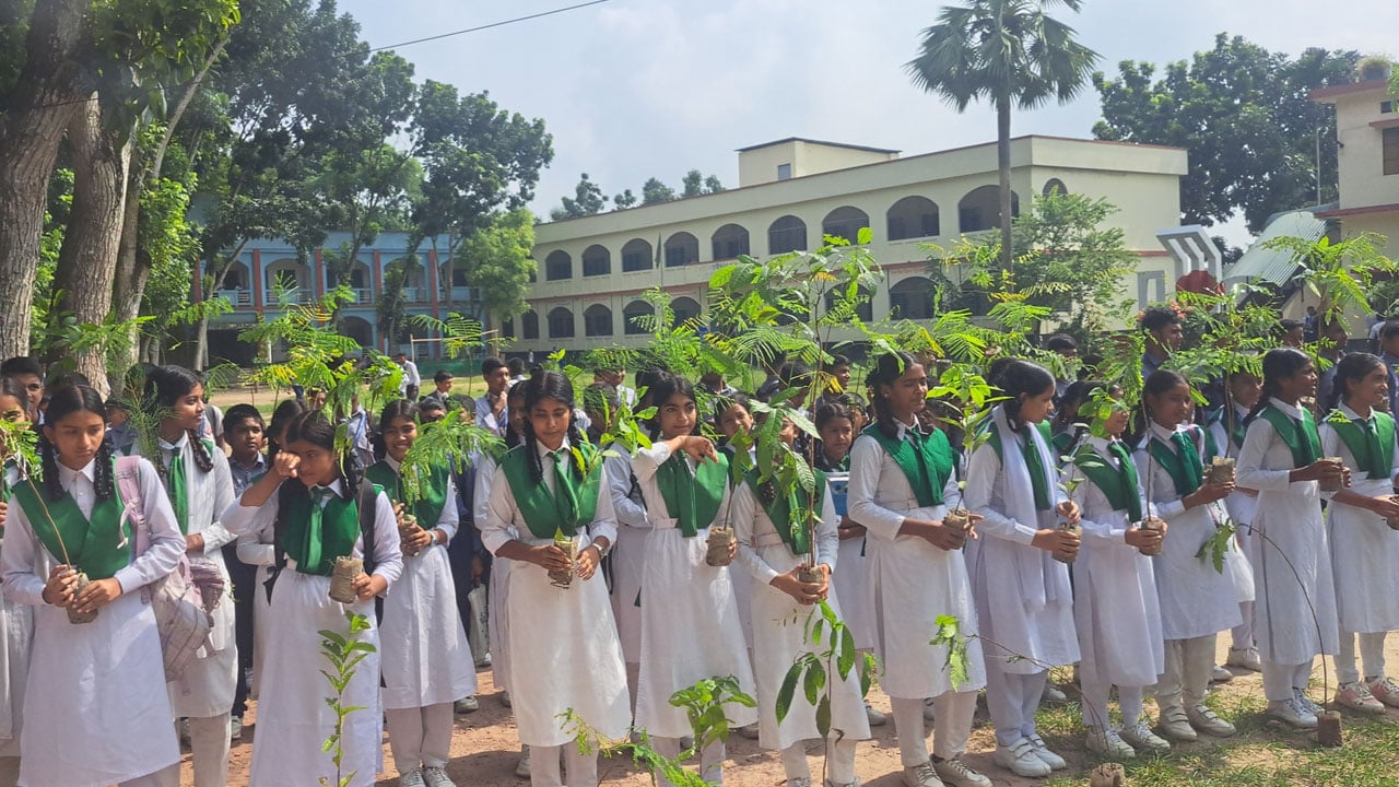 চাটমোহরে শিক্ষার্থীদের মাঝে গাছের চারা বিতরণ