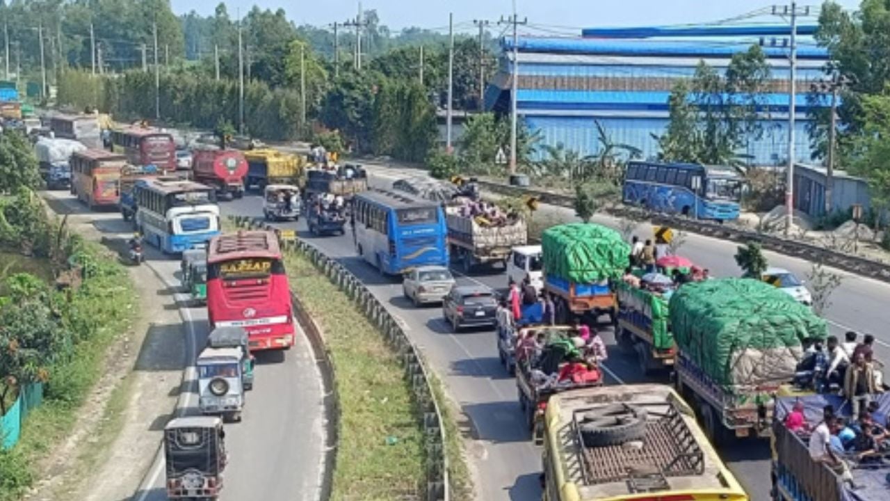 ঢাকা-টাঙ্গাইল মহাসড়কে ২৩ কিলোমিটার যানজট