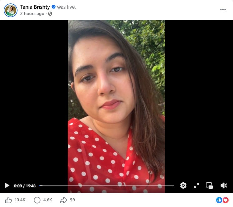 দীর্ঘদিন পর ফেসবুক লাইভে এসে ভক্তদের নানা প্রশ্নের উত্তর দেন তানিয়া বৃষ্টি