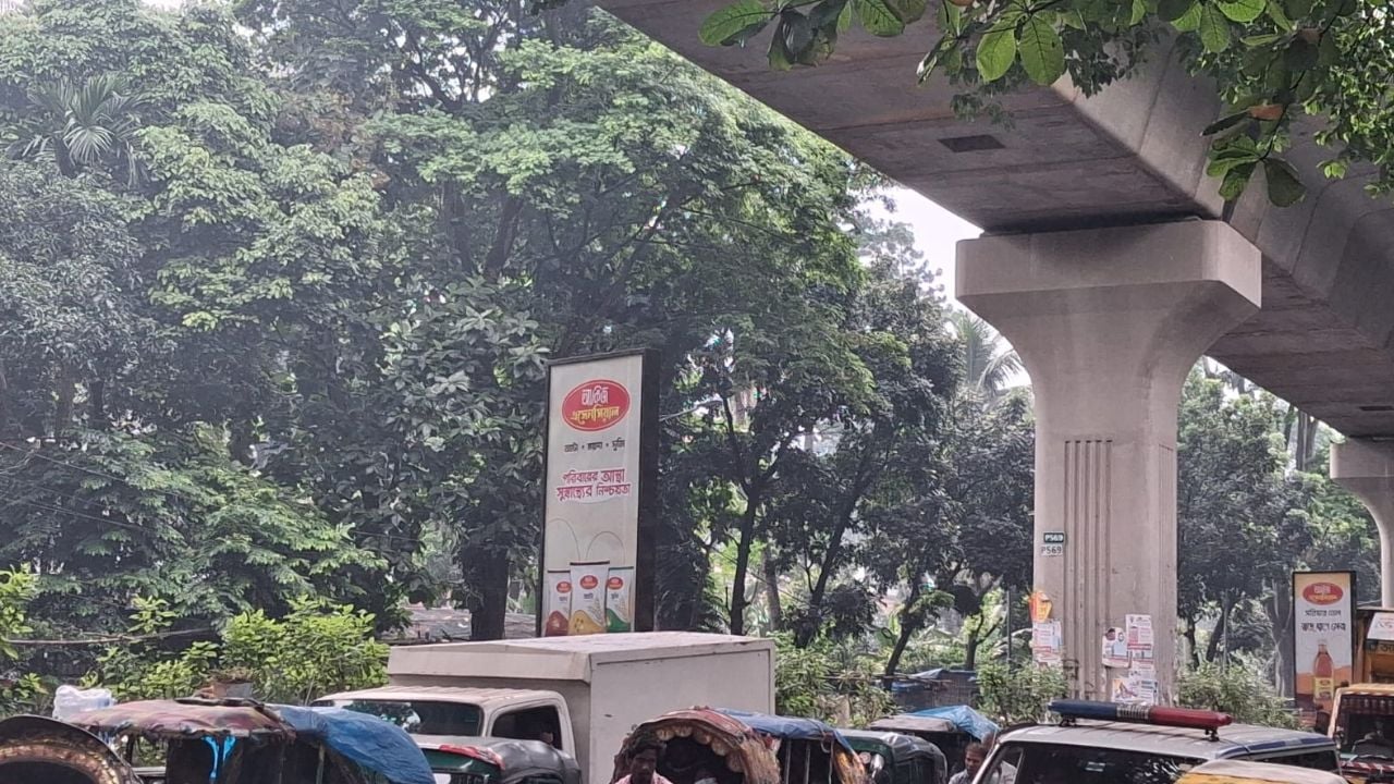 রাজধানীর হাইকোর্টের সামনে মেট্রোরেলের নিচেও স্থাপন করা হয়েছে বিলবোর্ড। ছবি: সিজেডএন টোয়েন্টিফোর