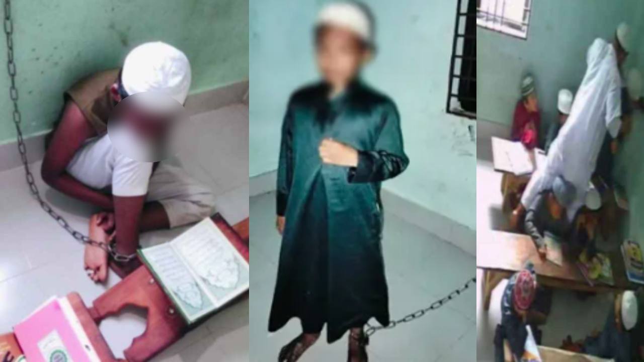 মাদ্রাসায় শিশু শিক্ষার্থীকে শিকলে বেঁধে মারধর, ভিডিও ভাইরাল