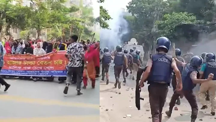 উত্তরায় পোশাক শ্রমিক-পুলিশ সংঘর্ষ, আহত অর্ধশত