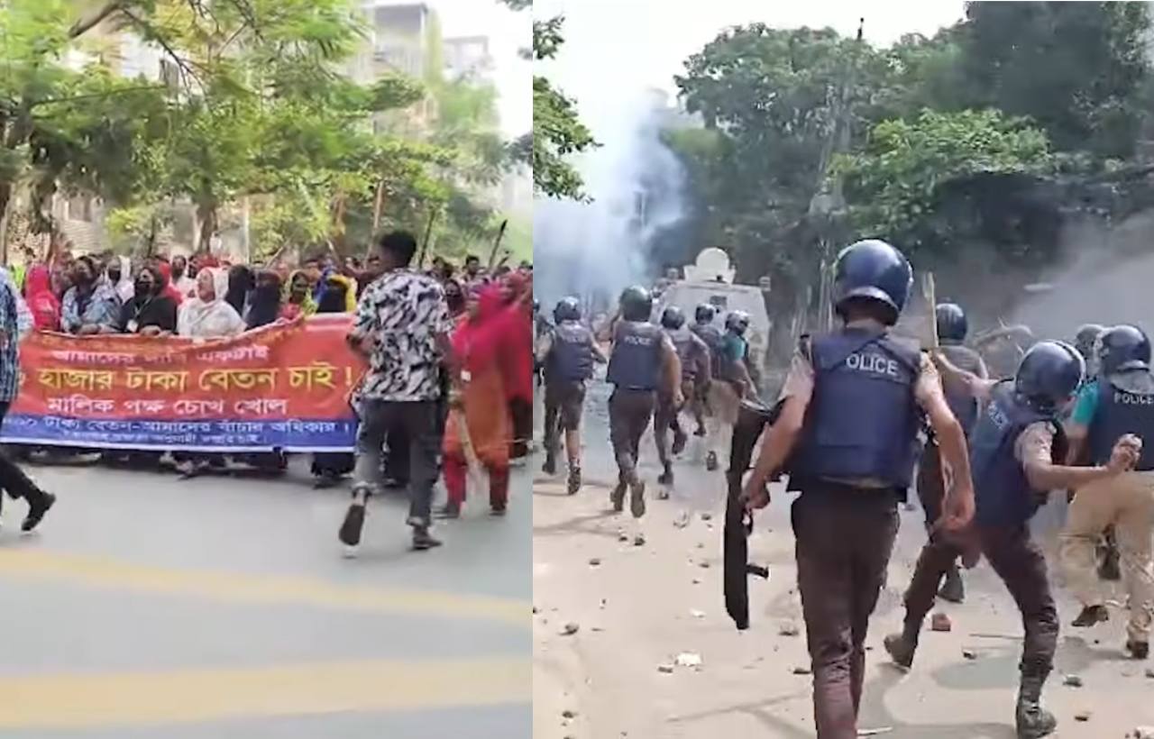 উত্তরায় পোশাক শ্রমিক-পুলিশ সংঘর্ষ, আহত অর্ধশত