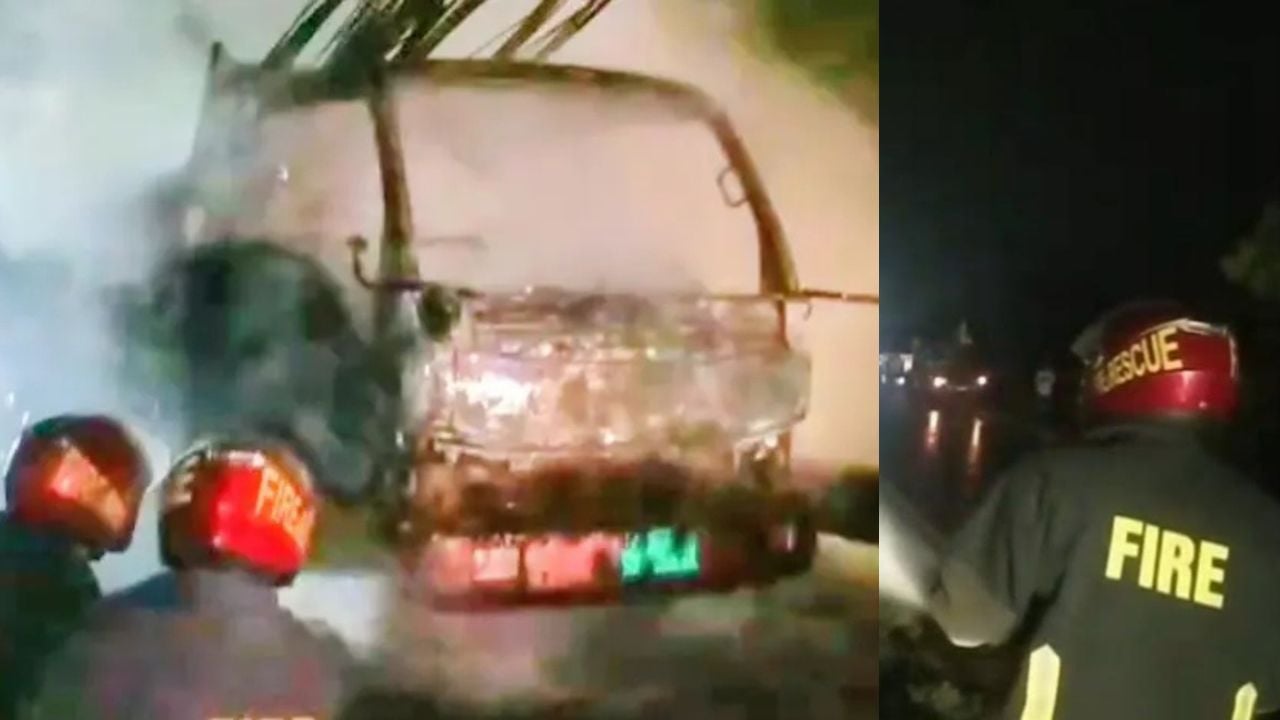 এক্সপ্রেসওয়েতে চলন্ত পিকআপে আগুন