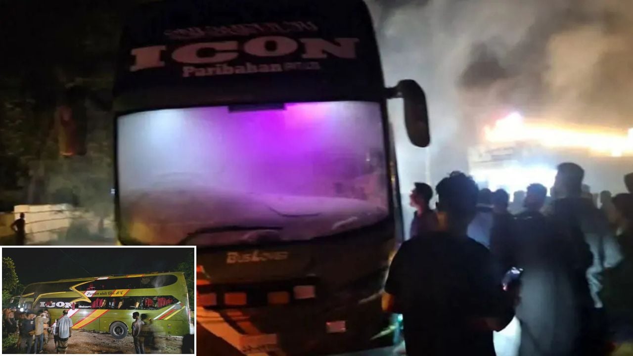 কক্সবাজারে এসি বাসে আগুন