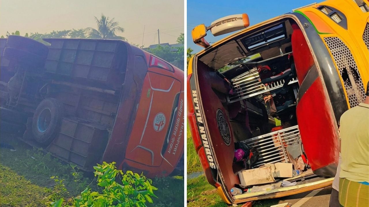চালকের আসনে ছিলেন হেল্পার, নিয়ন্ত্রণ হারিয়ে খাদে পর্যটকবাহী বাস