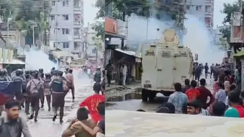 গাজীপুরে পোশাক শ্রমিকদের ওপর পুলিশের সাউন্ড গ্রেনেড নিক্ষেপ