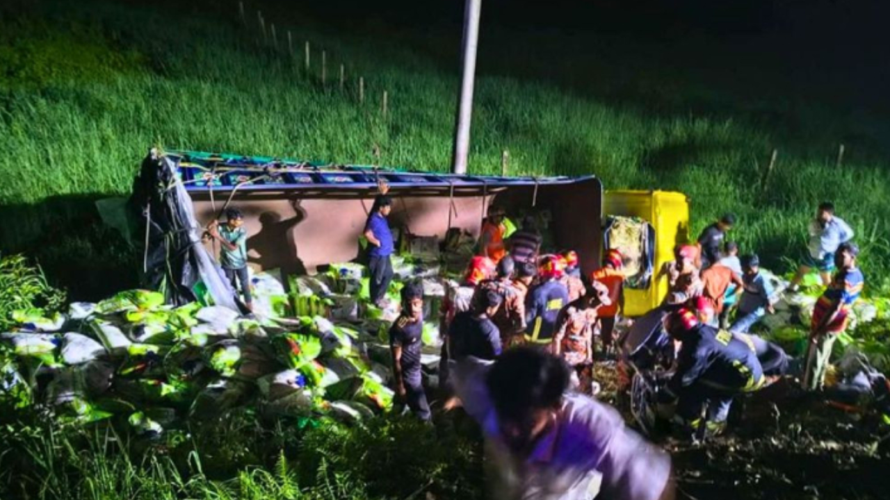 চালবোঝাই ট্রাক নিয়ন্ত্রণ হারিয়ে খাদে, নিহত ৭