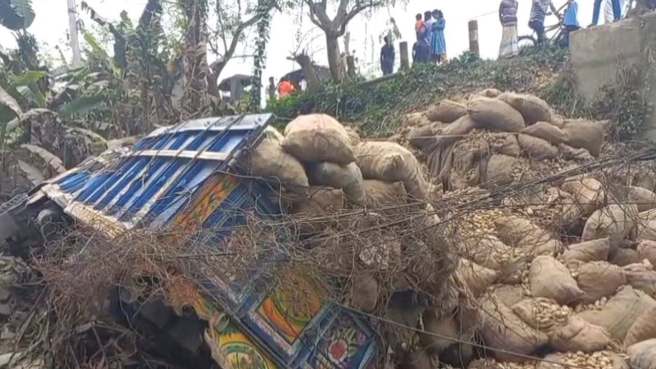 রাজবাড়ী‌তে আলু বোঝাই ট্রাক নিয়ন্ত্রণ হারিয়ে খাদে, চালক নিহত